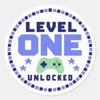 Level One Unlocked 1st Birthday Gamer Sticker