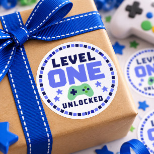 Level One Unlocked 1st Birthday Gamer Sticker