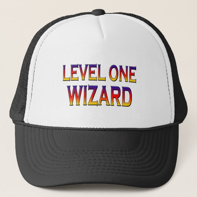 Level one wizard trucker hat (Front)