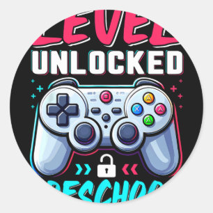 Level Preschool Unlocked Back To School Boys Team  Classic Round Sticker