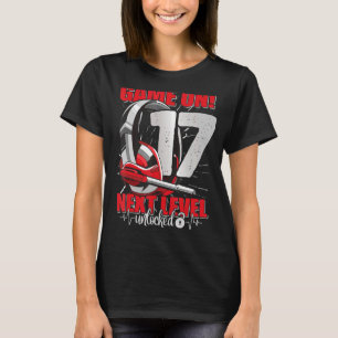Level Unlocked 17th Birthday 17 Years Boy Girl Gam T-Shirt