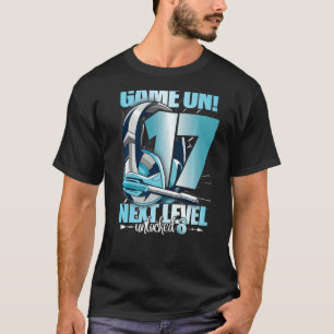 Level Unlocked 17th Birthday 17 Years Boy Girl Gam T-Shirt