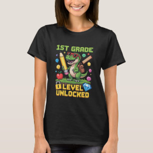 Level Unlocked 1st Grade Dinosaur Ck To School Gam T-Shirt