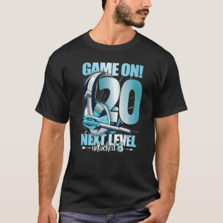 Level Unlocked 20th Birthday 20 Years Boy Girl Gam T-Shirt