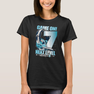 Level Unlocked 7th Birthday 7 Years Boy Girl Gamin T-Shirt