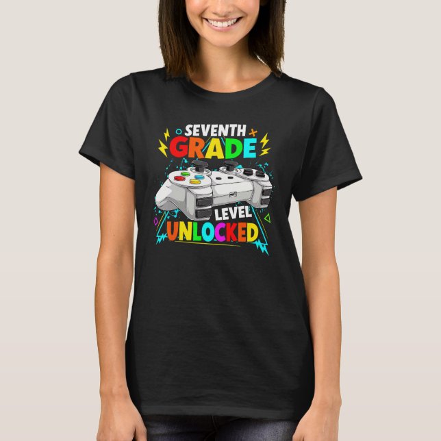 Level Unlocked 7th Grade Video Game 7th Grade Cont T-Shirt (Front)