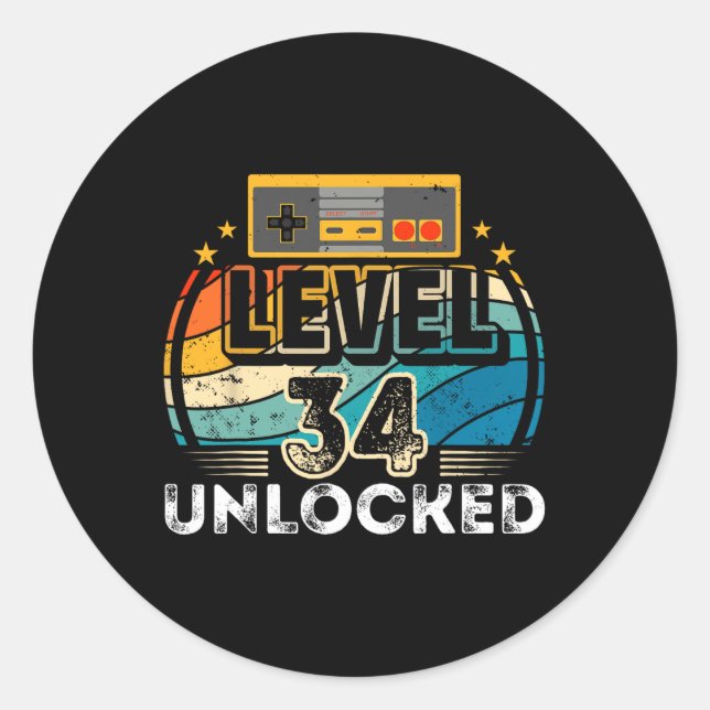 Level &#;  Unlocked Birthday Boy &#; th Video Game Classic Round Sticker (Front)