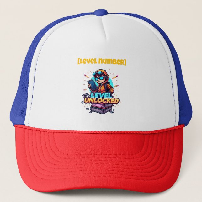 Level Unlocked Gamer School– Customisable Trucker Hat (Front)