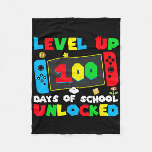 Level Up 100 Days Of School Unlocked Gamer Video G Fleece Blanket