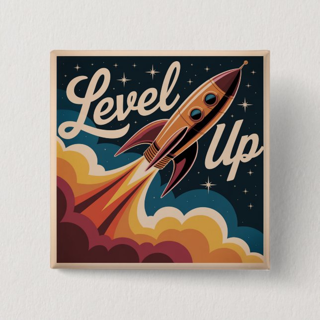 Level Up 15 Cm Square Badge (Front)