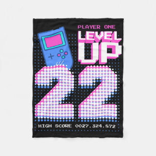 Level Up 22nd Birthday Shirt Funny Video Gamer 22 Fleece Blanket