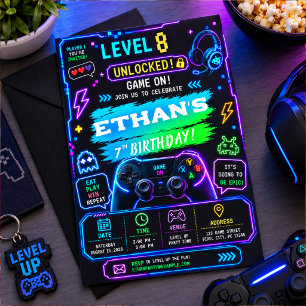 Level Up 7th Birthday Party Invitation