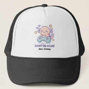 Level-Up-a-Lotl Cute Gamer Axolotl Kawaii Cozy Trucker Hat