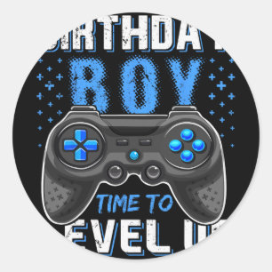 Level Up Birthday Boy Gamer - Clic Fit1 Classic Round Sticker