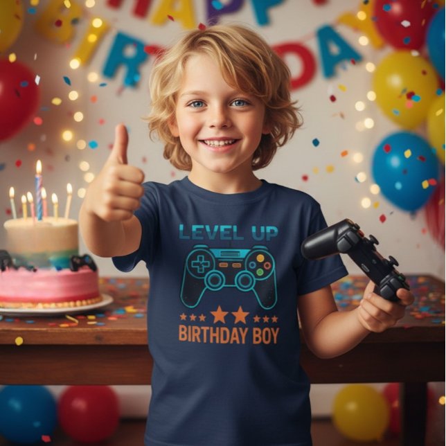 Level Up Birthday Boy Gamer Kids T-Shirt (Creator Uploaded)