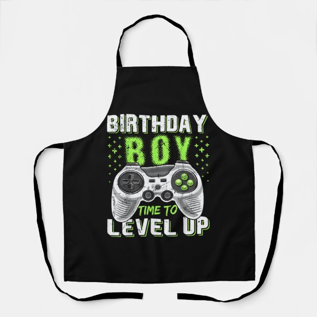 Level Up Birthday Boy Video Game Apron (Front)