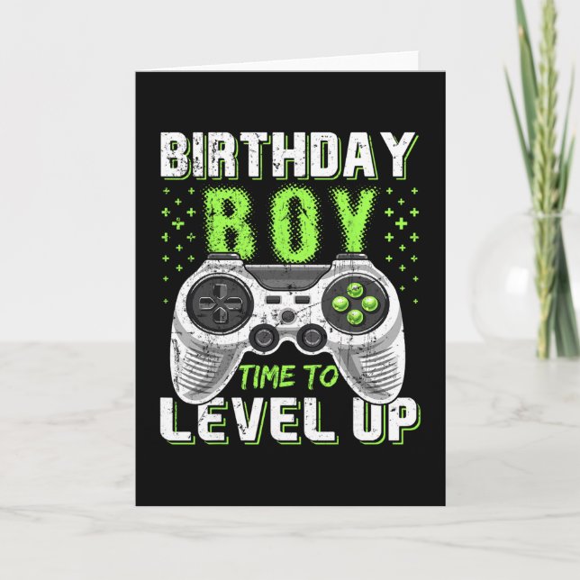 Level Up Birthday Boy Video Game - Clic Fit  Card (Front)