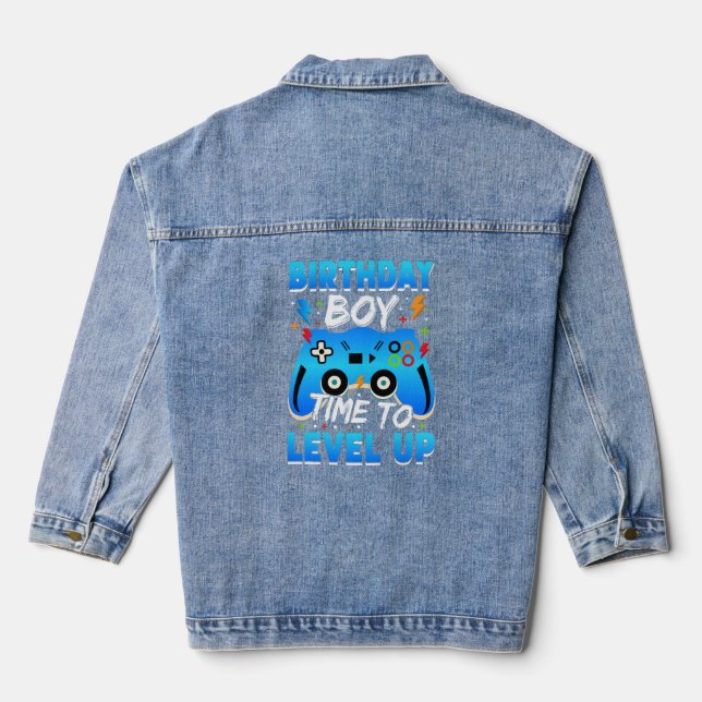 Level Up Birthday Boy Video Game Denim Jacket (Back)