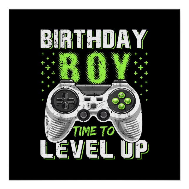 Level Up Birthday Boy Video Game Poster (Front)