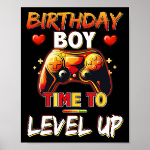 Level Up Birthday Boy Video Game Poster