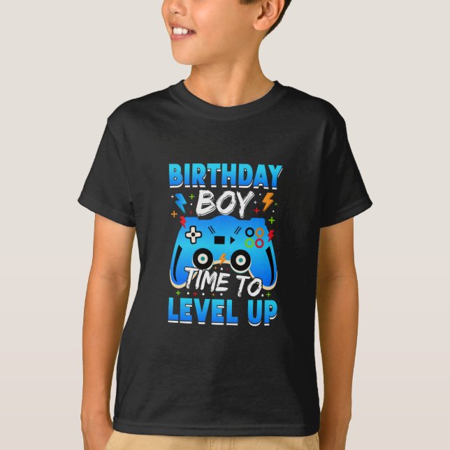 Level Up Birthday Boy Video Game T-Shirt (Front)