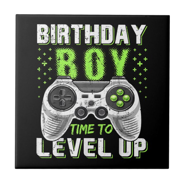 Level Up Birthday Boy Video Game Tile (Front)
