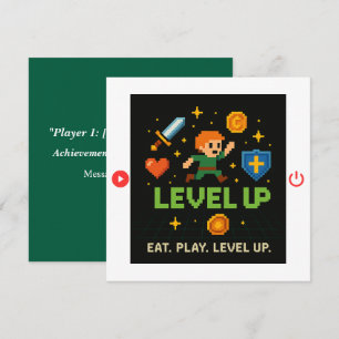 Level Up Birthday Card – Pixel Gamer Flat Card