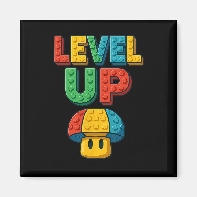 Level Up Block Lettering Powerup Gamer  Magnet (Front)