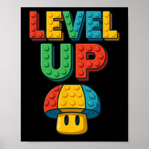 Level Up Block Lettering Powerup Gamer  Poster