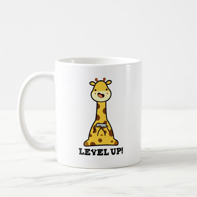 Level Up Funny Giraffe Pun  Coffee Mug (Left)