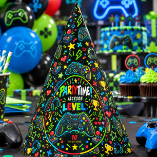 Level Up Gamer 10th Birthday Boy Party Hat
