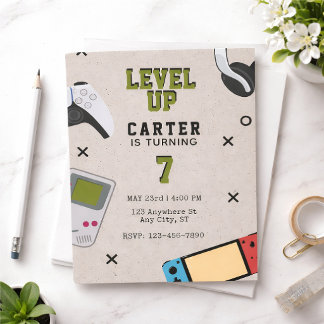 Level Up Gamer Birthday Invitation