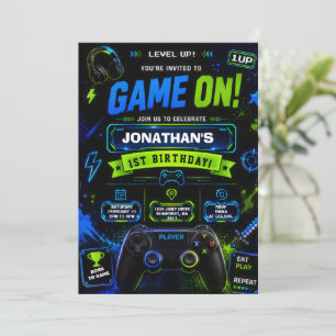 Level Up Gamer Birthday Party Invitation
