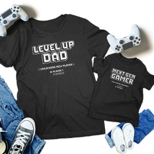 Level Up Gamer Dad Child Next Gen Player Matching Baby Bodysuit