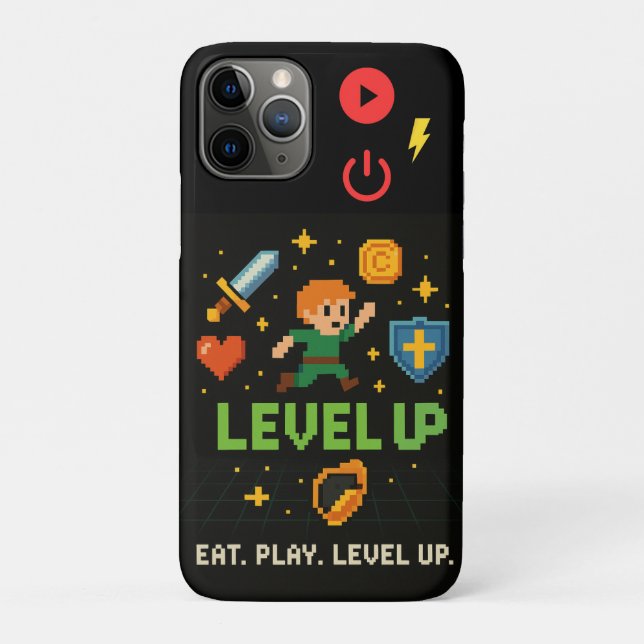 Level Up Gamer iPhone 11 Pro Case – Retro Pixels (Back)