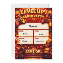 Level Up Gamer Party Invitation 