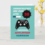 Level Up Gamer Personalised Age Happy Birthday Card<br><div class="desc">Just the thing for all those adults who love playing computer generated games on their consoles, you know the ones, they can't drag themselves out of their room lol This "Congratulations you made level" design with the image of a controller is easy to customise with a name, age and message,...</div>