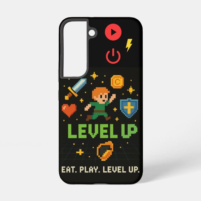 Level Up Gamer Samsung Case – Retro Pixel Style (Back)