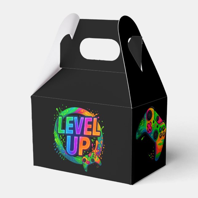 Level Up,  Gamer themed Miniatures Favour Boxes  (Front Side)