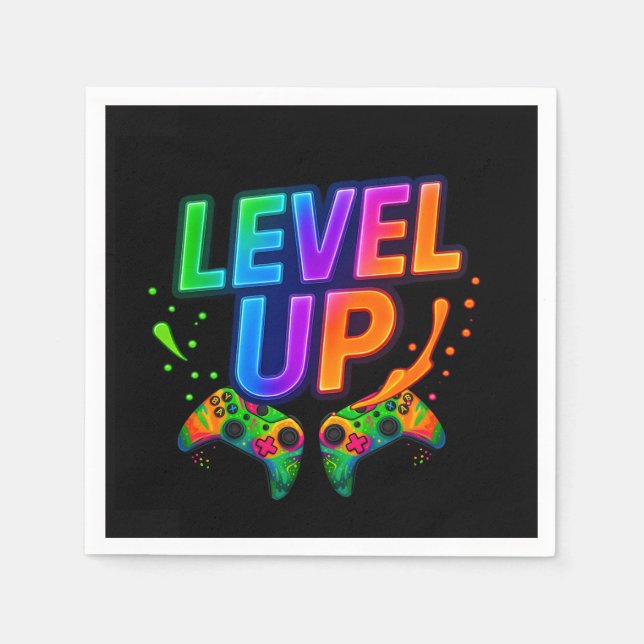 Level Up,  Gamer themed napkin (Front)