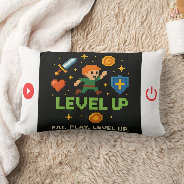Level Up Gamer Throw Pillow – Pixel Retro Decor (Blanket)