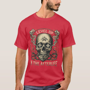 Level Up In The Afterlife - Retro Gaming Skull T-Shirt