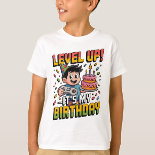 Level Up It's My Birthday Nostalgic Cartoon Style  T-Shirt