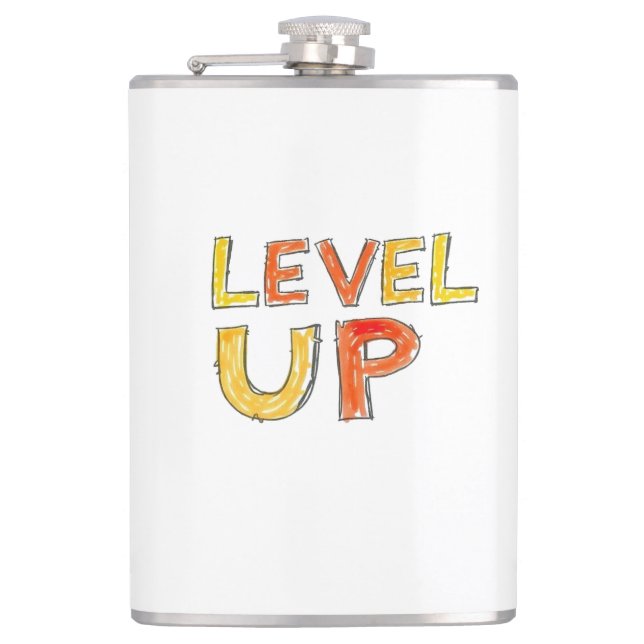 Level Up Motivation Design Hip Flask (Front)