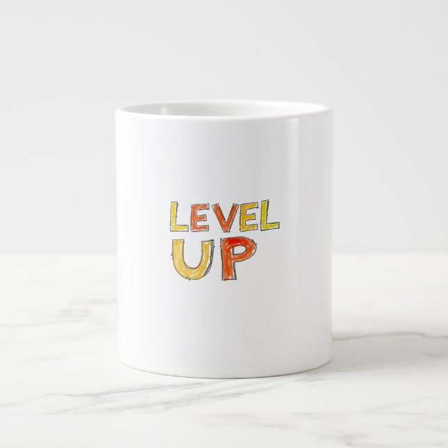 Level Up Motivation Design Large Coffee Mug (Front)