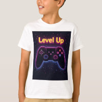 Level Up Neon Gamer Controller – Retro Pixel Art T