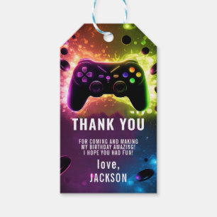  Level Up! Neon Video Game Birthday Party Gift Tags
