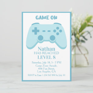 Level Up Party Video Game 8th Boy Birthday Invitation