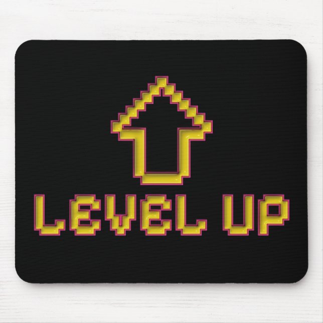 Level Up Pixel Mousepad Retro Gamer Black (Front)