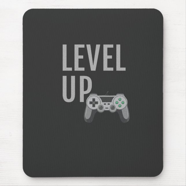 Level Up Retro Joystick Gamer Art Mouse Pad (Front)
